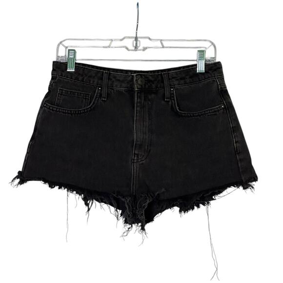 Forever 21 black fringe high rise jeans shorts size 28 - Picture 4 of 7